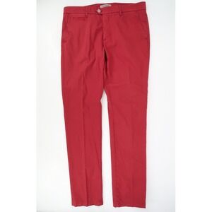 Teleria Zed Robin.18 Pants Mens 36 Red Italian Cotton Stretch Trousers 36x32